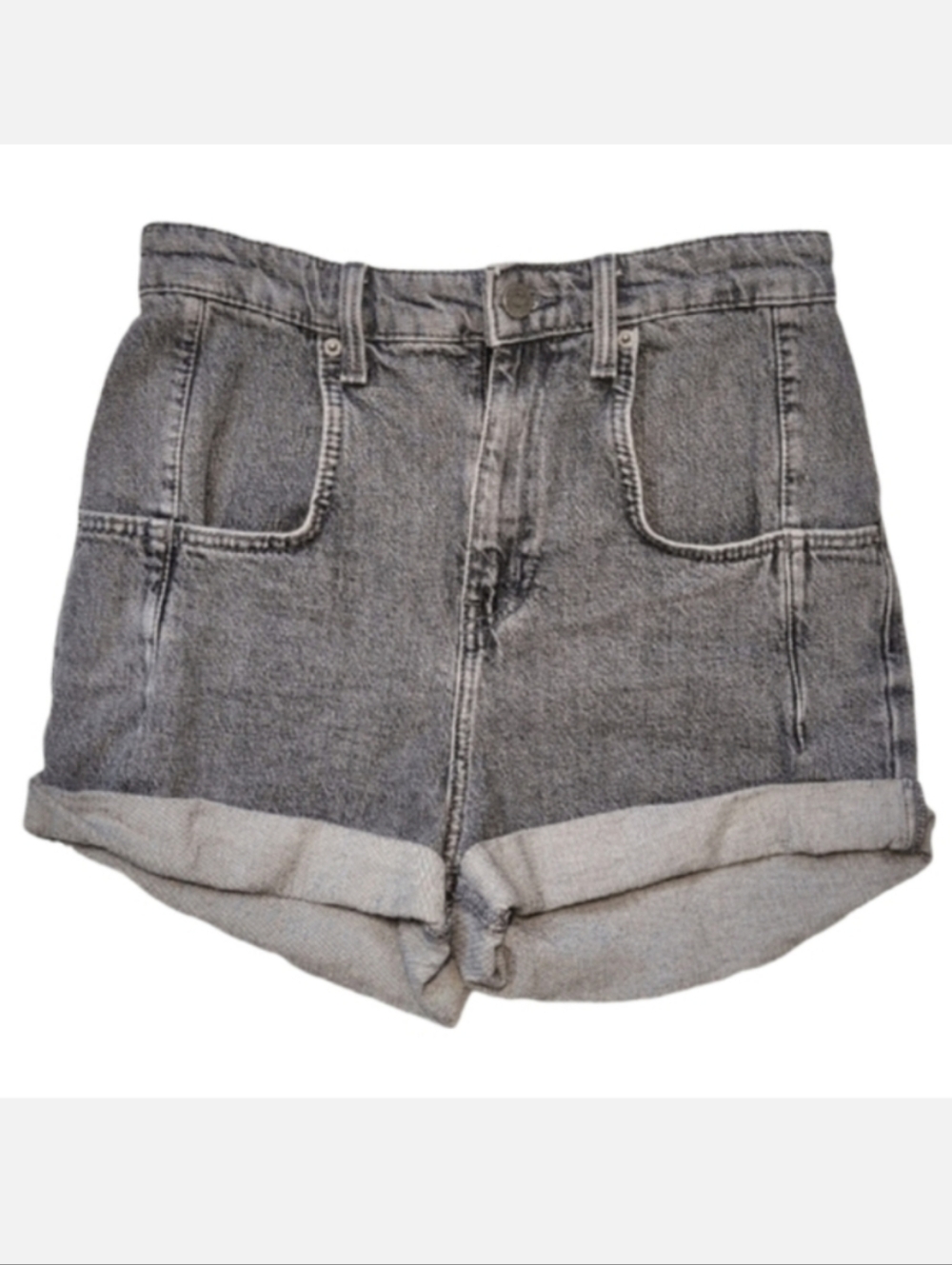 Urban Outfitters BDG High Rise Stretch Roll Hem Jean Shorts Grey Womens 26